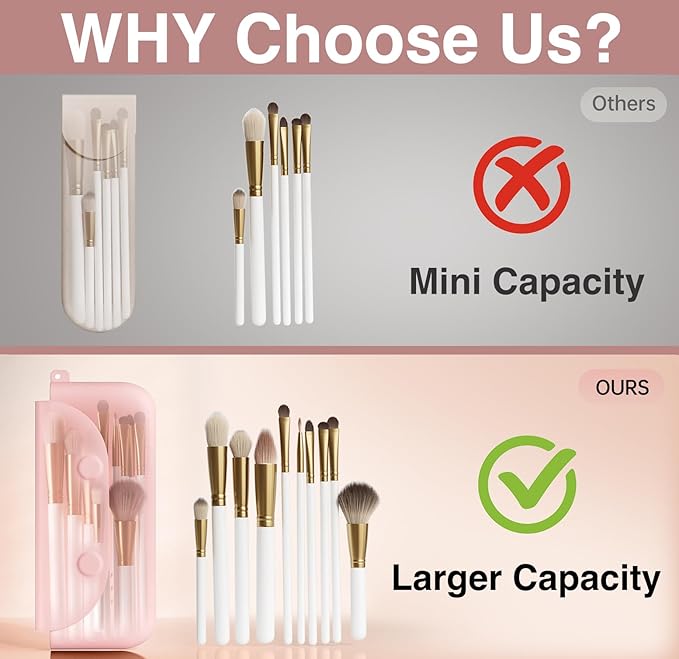 Silicone Makeup Brush Holder Large Travel Makeup Brush Case Original Design Brushes Holder with Magnetic Closure Khaki