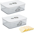 2 Pcs Cheese Container for Refrigerator,Cream Cheeses Storage Box,Cheese Keeper with Airtight Lid and Time Recording,BPA-Free Kitchen Storage Organizer Sliced,Grated,Cheddar Cheeses Saver