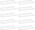 Lifewit Floating Shelves for Wall, 10 Pack Clear Acrylic Shelf 15" Room Decor for Bookcase/Vinyl Record Display/Photo/Picture in Bedroom, Living Room, Bathroom, Kitchen Storage and Organization
