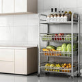 304 Stainless Steel Rolling Cart, Utility Kitchen Storage Carts with Wheels, Metal Kitchen Island, Storage Cart for Dining Room, Room, Laundry Room