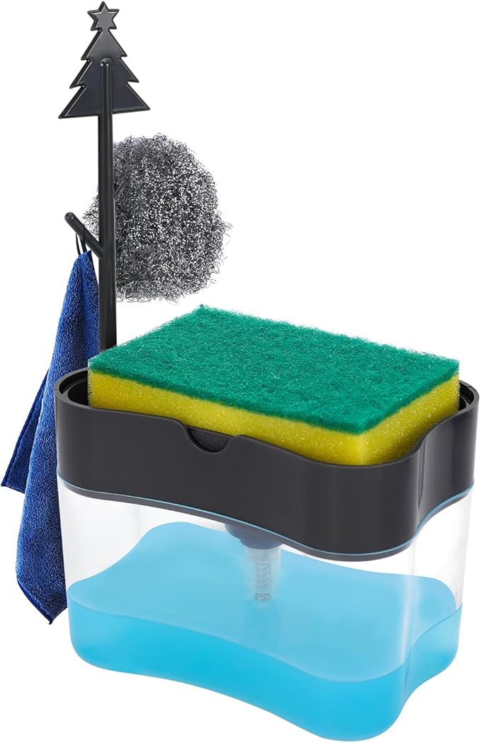 Premium Quality Dish Soap Dispenser - Countertop Kitchen Soap Dispenser, Sink Dish Washing Soap Dispenser 13 Ounces (Sponge Included)