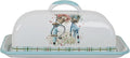 Enameled Farmhouse Vintage Butter Dish with Lid, 7.5 Inch Durable Kitchen Food Storage Container Rust-Resistant Refrigerator Safe,Vintage Decorative Design Kitchenware for Countertop