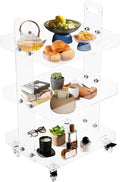 3-Tier Acrylic Utility Rolling Cart with 4 Lockable Wheels,for Storing Kitchenware, Toiletries,Snacks,Vegetables,Fruits,Cosmetics,Documents（16.38 * 13.39 * 27.56in）