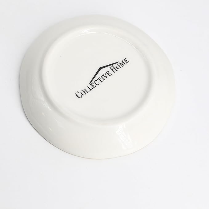 COLLECTIVE HOME - Ceramic Jewelry Tray, Decorative Trinket Dish for Rings Earrings Necklaces Bracelet Watch Keys, Birthday Mother's Day Christmas Gift for Women, 4.75", Glossy (y)