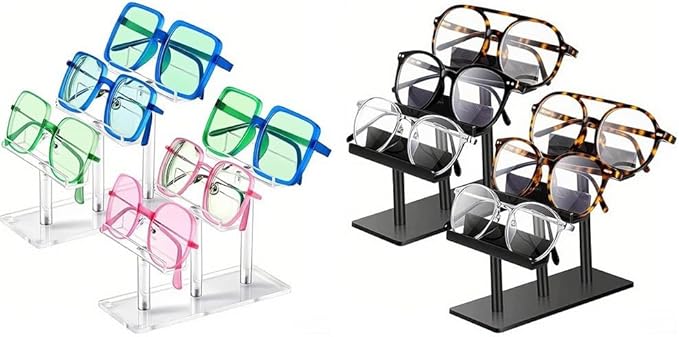 Set Of Two 3 Tier Acrylic Sunglasses Display Stands For Organized And Accessible Eyewear Storage Solutions(white)