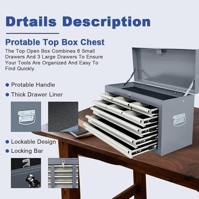 Tool Chest 13-Drawer with Double Door Handle,2 in 1 Detachable Rolling Tool Chests with Wheels and Drawers,Large Tool Box with Lock for Warehouse,Garage (Gray)