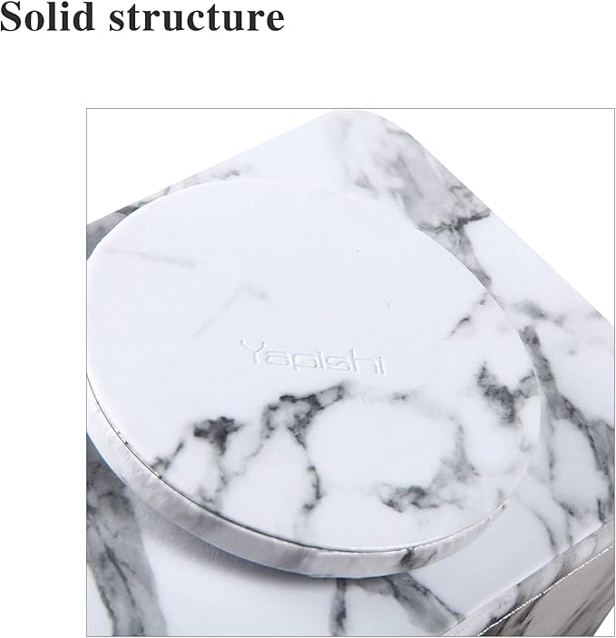 YAPISHI White Marble Leather Remote Control Holder,360 Degree Spinning Desk TV Remote Caddy/Box,Beside Table Organizer for Controller,Media,Makeup, Mobile Phone and Pen/Pencil Stationery Storage