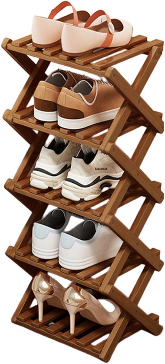 YYW Bamboo Shoe Rack for Entryway, Free Free Standing Shoe Racks Shelf Closet, Widen Foldable Vertical Shoe Storage Organizer for Living Room