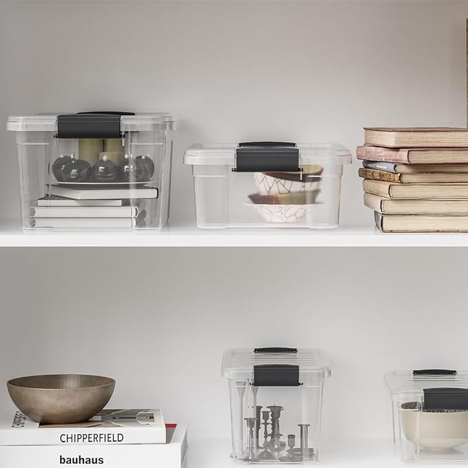 Superio Clear Storage Boxes with Lids, 4.5 Quart Plastic Container Bins for Organizing, Stackable Crates, BPA Free, Non Toxic, Odor Free, Organizers for Home, Office and Dorm, 6 Pack
