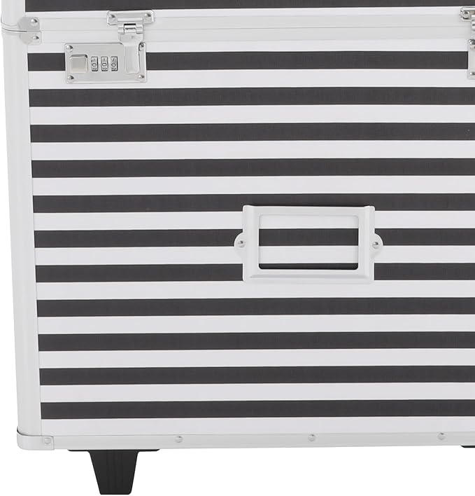 Rolling Cart for Teachers, Rolling File Cart with Hanging Folders, Portable File Box with Handle, Aluminum Alloy, Passcode Lock, Striped Pattern