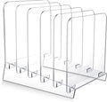 File Organizer for Desks Acrylic Vertical File Holder for Desk 5 Sections Desk Top Clear Workspace Sorters Folder Organizer Rack Stand for Letter Document Notebook Binder Office School Home