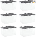 Superio Storage Bins with Lids- Clear Boxes for Organizing, Stackable Plastic Containers- BPA Free, Non-Toxic, Odor Free, Organizer for Home, Office, Dorm (6 Pack, 20.25"x14"x10.5")