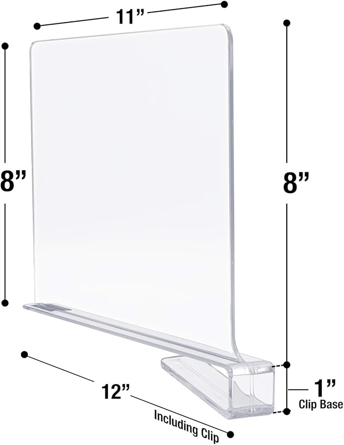 Sorbus 4 Acrylic Shelf Dividers for Shelves, Great Organizer for Clothes, Linens, Purse Separators, Versatile for Closets, Kitchen Cabinets, Bedroom (4-Pack)