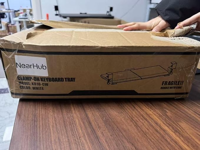 NearHub Large Keyboard Tray Under Desk Slide Out with Extra Sturdy C Clamp Mount System,26'' (30'' including Clamps) x11 Slide-Out Keyboard Drawer Under Desk for Typing,Keyboard Mouse Tray,White