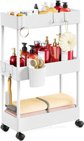 Pipishell Slim Storage Cart with Wheels, Bathroom Cart Organizer Storage Small, Rolling Carts for Bathroom, Laundry Room, Kitchen, Narrow Space, White PIUC04W