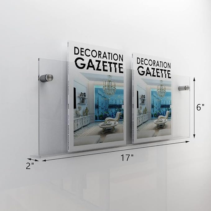 4-Pack 17" Acrylic Magazine Holder Vinyl Records Holder, Display Floating Bookshelves Wall Mounted, Hanging Nursery Book Shelves for Waiting Room, Living Room, Office