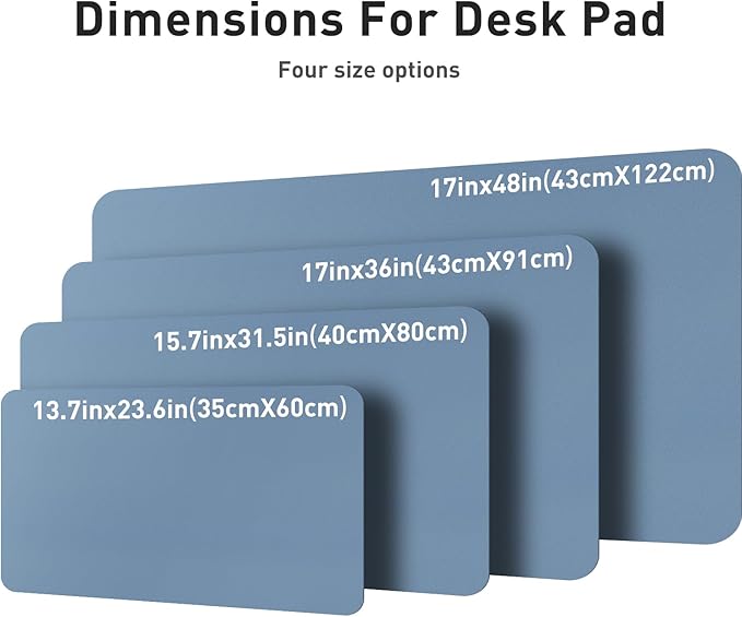 Aothia Leather Desk Pad Protector, Mouse Pad, Office Desk Mat, Non-Slip PU Leather Desk Blotter, Laptop Desk Pad, Waterproof Desk Writing Pad for Office and Home (Denim Blue, 36" x 17")