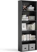 Tangkula 5-Tier Bookcase, 67” Tall Freestanding Bookshelf with 5 Open Shelves, Anti-Toppling Kits, Floor Display Storage Organizer for Living Room, Study, Kitchen, Home & Office (Black, 67" H)