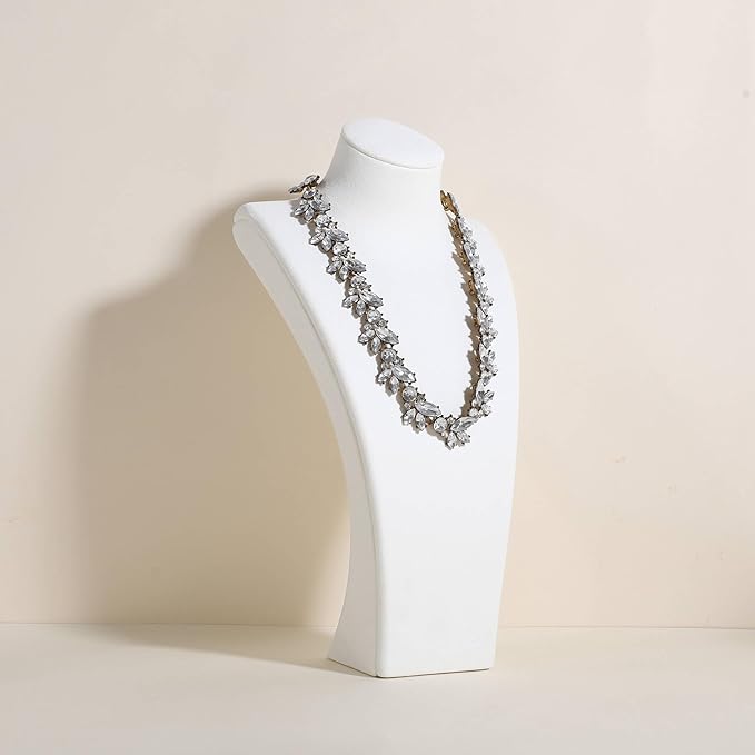 GemeShou White necklace storage organizer for sale, Velvet necklace holder stand, jewelry bust display stands, Jewelry Mannequin for Countertop, Showcase【White-Large height 12.4 inch】