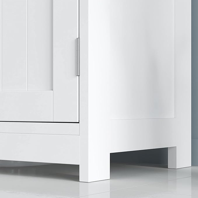 kleankin 23.5" Pedestal Sink Storage Cabinet, Freestanding Bathroom Under Sink Cabinet with U-Shape Cut-Out and Adjustable Shelf, White