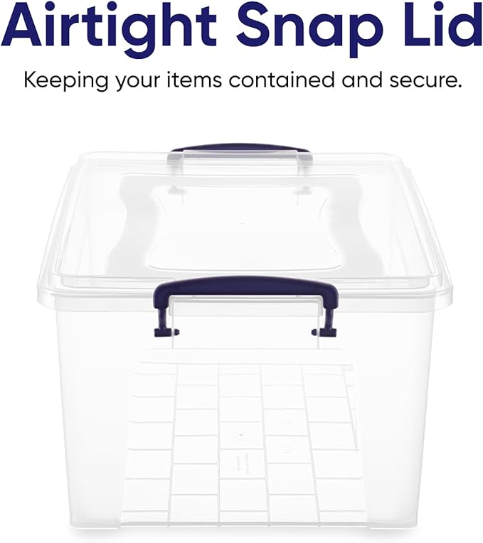 Superio Storage Bins with Lids- Clear Boxes for Organizing, Stackable Plastic Containers- BPA Free, Non-Toxic, Odor Free, Organizer for Home, Office, Dorm (6 Pack, 28.5 Qt)