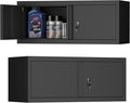 Garage Locking Cabinet, 13” H Garage Storage Cabinet Wall Mounted, Floating Storage Organization for RV, Hanging Tool Storage Cabinets for School, Office, Warehouse, Black