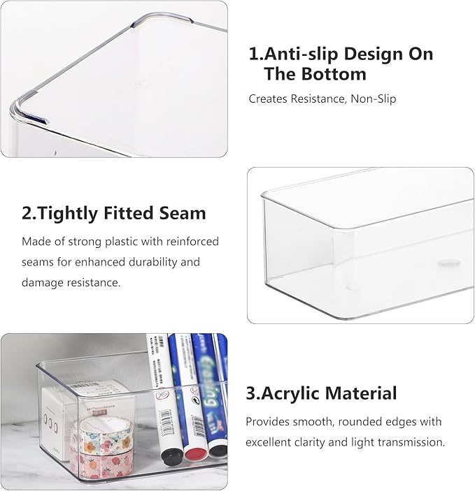 Acrylic Makeup Brush Holder Organizer, 1 Pack 1 Section Clear Plastic Makeup Holder 9.13x3.54x2.36 Inches Transparent Storage Container for Bathroom Jewelry Accessories