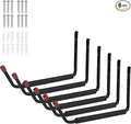 6 Pack Garage Hooks Heavy Duty with EVA Pads and Rubber End Caps, 15inch Steel Kayak Storage Hooks for Hanging Bikes, Ladders, Folding Chairs and Garden Tools