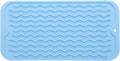 Silicone Dish Drying Mat for Multiple Usage,Easy clean,Eco-friendly,Heat-resistant Silicone Mat for Kitchen Counter or Sink,Refrigerator or Drawer Liner Light Blue S 12 inches x 6 inches