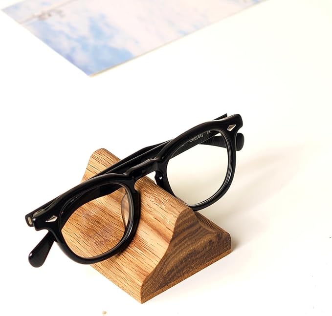 Handmade Wood Carving Eyeglasses Stand Wood Glasses Holder Sunglasses Display Stand Home Office Desk Supplies (OAK)