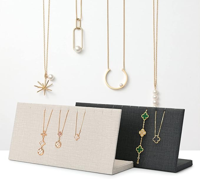 Leather Necklace Display Stand with Hooks for Jewelry Storage Display (Black)
