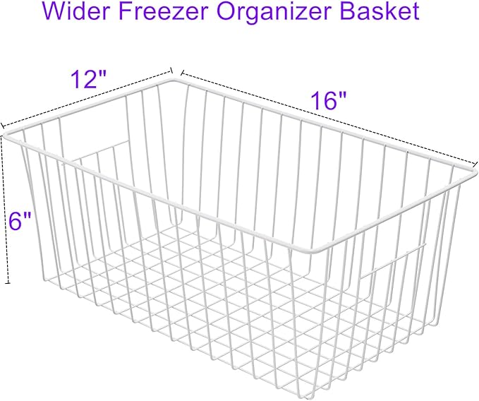 16inch Upright Freezer Organizer Baskets for 13-14,16-21 cu.ft Standup Freezer, Settle freezer chaos and reduce food waste effectively, Durable, Fully Use Space, Improve Air Circulate,Pack 6