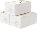 Foldable Closet Organizer, 3 Pack Cube Storage Bin, Clothes Basket for Shelves with 2 Handles, Saving Space, White & Ivory, 18.5 x 11 x 7.9 In, XSNY11WL-3