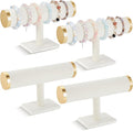 Wenqik 4 Pcs Bracelet Holder Stand Beige Velvet Bracelet Jewelry Display Holder for Vendors Scrunchies Selling Bangle Watch Hair Ties Organizer(Beige, Gold)