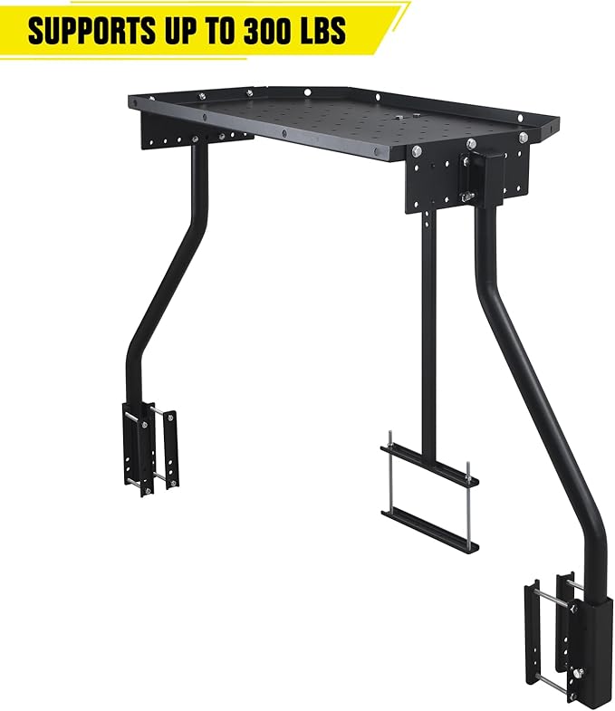 Trailer Tray RV Generator Mount, Front Mount Cargo Carrier & Storage Rack for Travel, A-Frame Mounted Tray (Black)