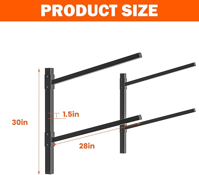 Ultrawall Kayak Storage Rack, Adjustable Wall Mounted Kayak Holder for Garage, Heavy Duty Kayak Hanger for Canoe, Paddleboard, Indoor & Outdoor Use