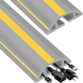 MYFAMIREA 20FT Floor Cord Cover Heavy Duty Cable Cover Protector 3 Channels Extension PVC Floor Wire Cover Outdoor Cord Hider Management Cord Cover for Wire on Floor Home Outdoor (2PCS 10FT, Grey)