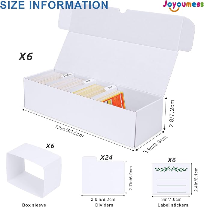 Trading Card Storage Box, card organizer box with dividers for Baseball, Sports, Game, Playing Card Collection, pack of 6