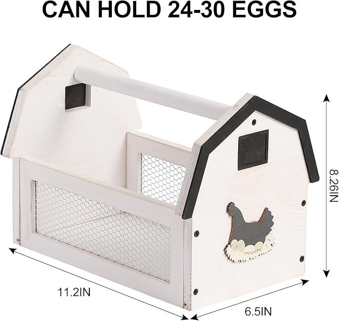 Wood Farmhouse Egg Collecting Basket - Gather Fresh Eggs from Chicken Countertop (Large)