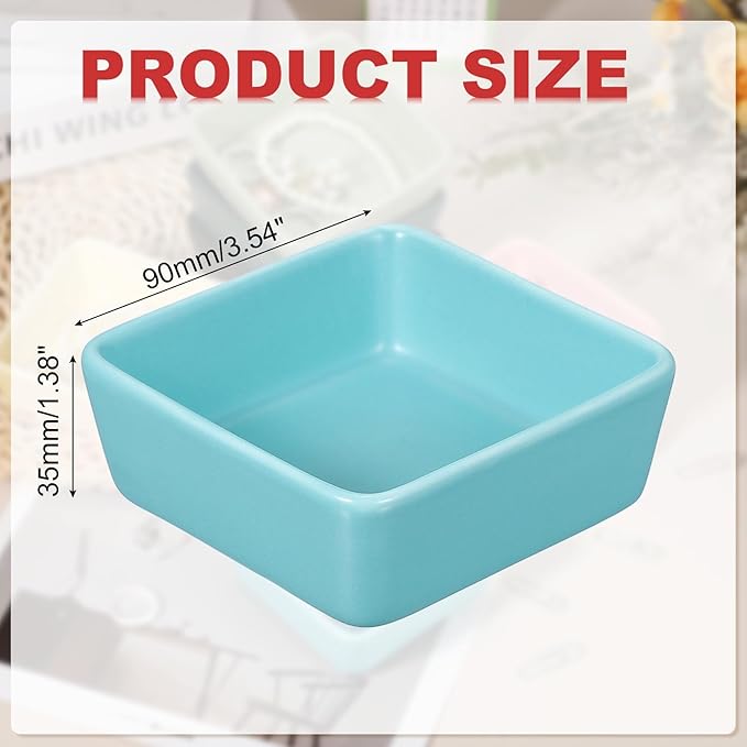 PATIKIL Square Paper Clip Holders, Ceramic Bowl Dish Clip Dispenser Organizer Desk Organizer Accessories for Office Desktop Decor Bobby Pin Binder Paper Clamp, Light Blue