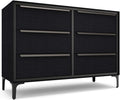 Naima Premium Fabric Dresser - Strong Metal Frame, 6 Spacious Sag-Proof Drawers with Sleek Metal Handles - Premium & Durable Storage Solution for Your Home (Black)