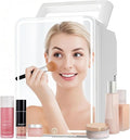12L Skincare Fridge with Mirror & LED Lighting, 3-Mode Dimmable, Cooler & Warmer for Makeup, Cosmetic, Beauty, Portable Mini Beauty Fridge for Bedroom, Vanity, Car & Home Use