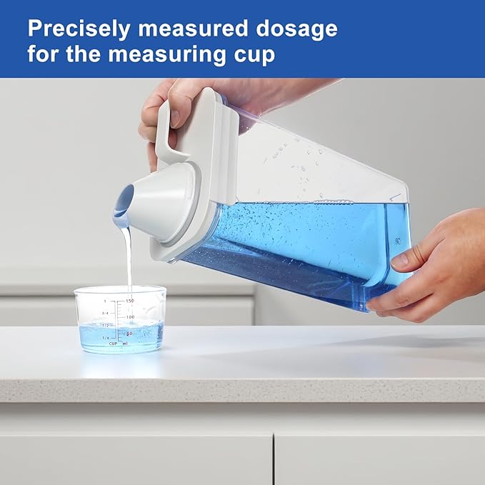 Laundry Detergent Dispenser, Liquid Laundry Container & Powder Soap Dispenser, 2 Pack Plastic Laundry Storage for Laundry Room Organization, Fabric Softener Dispenser (37 oz)