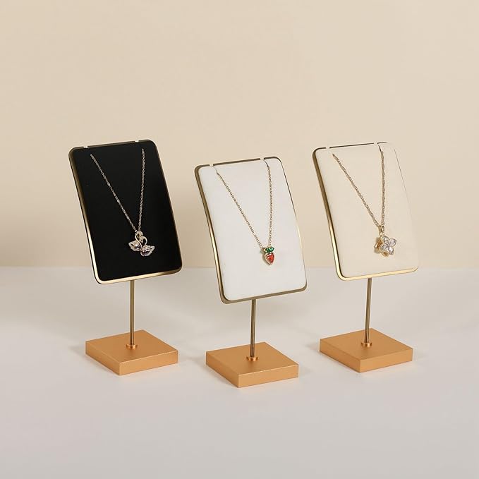 GemeShou White jewelry necklace display for sale, gold necklace and earring holder, velvet jewelry organizer necklace hanger【White】