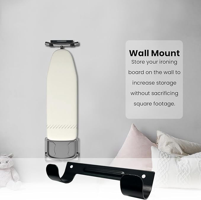 Ironing Board Hanger Wall Mount Ironing Board Holder Organizer Wall Rack for Laundry Rooms Space-Saving Storage Rack Hanging Shelf Hanger with Screws(Black)