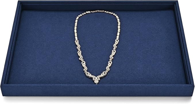 Microfiber Jewelry Tray Stackable Jewelry Drawer Organizer Trays Necklace Bracelet Holder for Necklace Bracelets Watches Perfume Organizer(Blue)