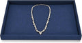 Microfiber Jewelry Tray Stackable Jewelry Drawer Organizer Trays Necklace Bracelet Holder for Necklace Bracelets Watches Perfume Organizer(Blue)