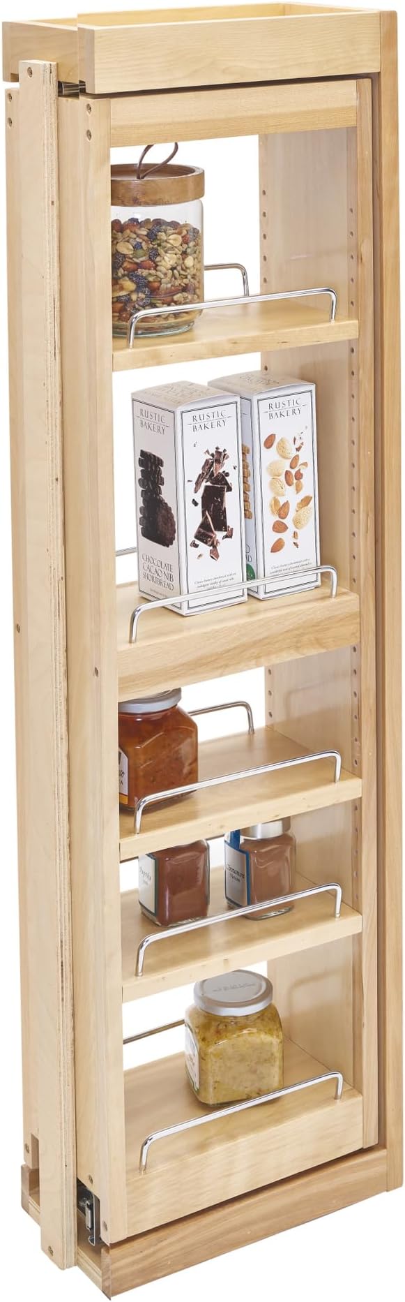 Rev-A-Shelf Kitchen Cabinet Pullout Wall Filler Wooden Organizer Slide Out Pantry Storage w/Soft-Close in Multiple Sizes, 6 x 39 In, 432-WFBBSC39-6C