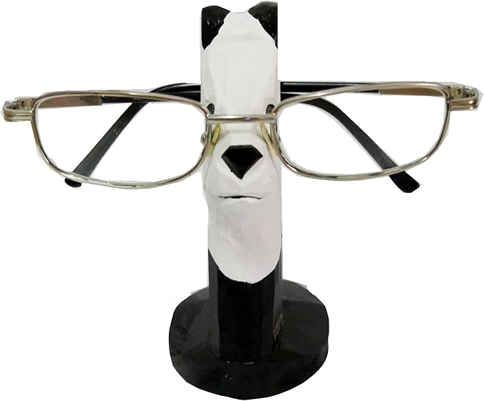 Red Dollar Handmade Wood Carved Animal Eyeglass Holder, Sunglasses Display Stand, Nightstand Home Office Desk Decor, Christmas Holiday New Year Business Gift for Men Women Adults (Panda)