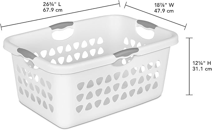 Sterilite 4 Pack Ultra Laundry Basket, Plastic Clothes Hamper, Large Rectangle Bin with 4 Comfort Grip Handles, 2 Bushel Capacity, White